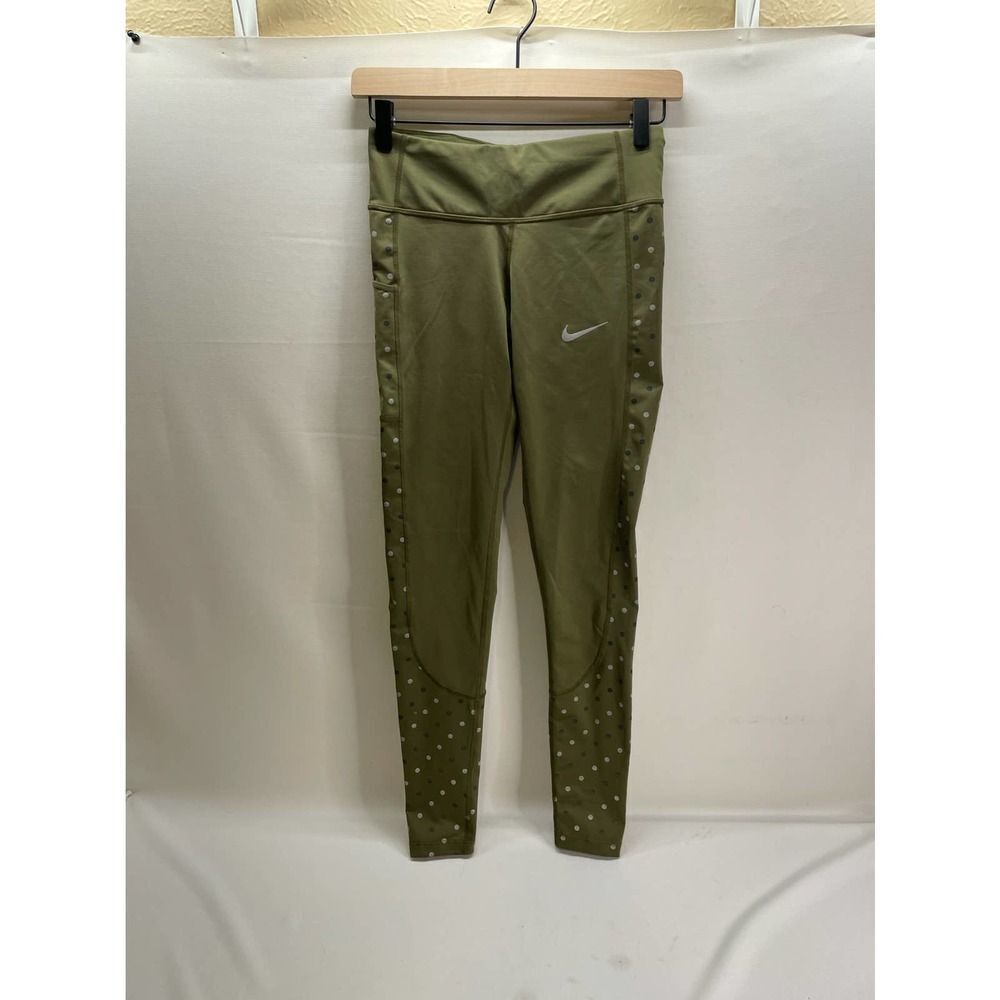 Women's Nike Power Racer Flash Running Tights Olive Green Size XS